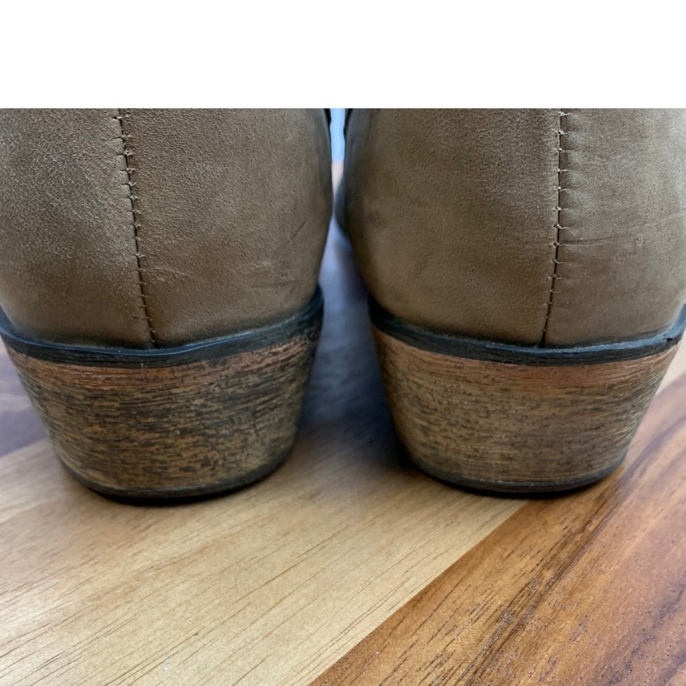 Santa Fe Leather Western Boots Women's 11M Tan Pull-On Mid Calf Cowboy - Picture 16 of 16